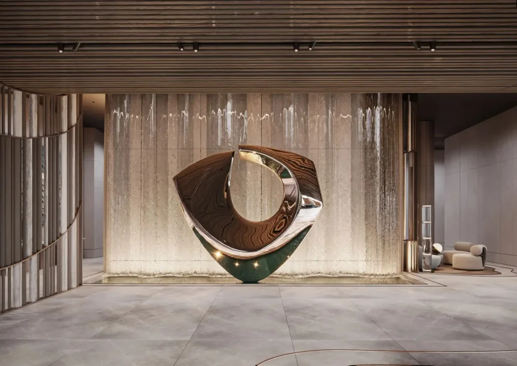 Hall de entrada do NAEEM, empreendimento residencial em Pinheiros, São Paulo