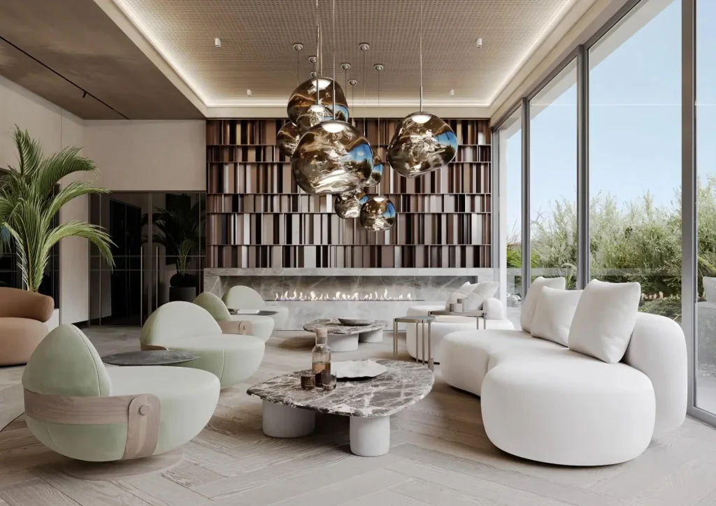Lounge apartamento do NAEEM, empreendimento residencial em Pinheiros, São Paulo