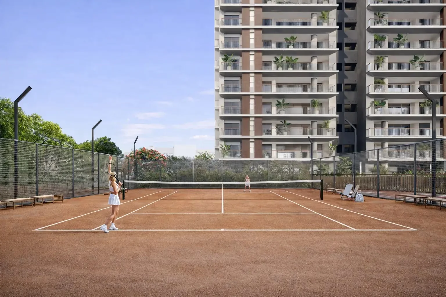 Quadra de tênis do NAEEM, empreendimento residencial em Pinheiros, São Paulo